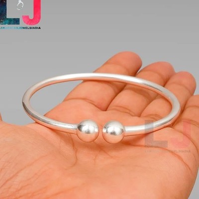 925 Sterling Silver Open Cuff Bangle Bracelet, Balls Handmade Bangles Gifts