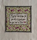 finished completed cross stitch unframed Bible verse May the God of hope