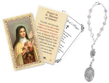 St Theresa Rosary - Laminated Saint Therese Prayer Card The Lord's Prayer Car...