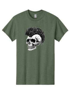 Skull-With-Roses-5 Mens Graphic Tee, 100% Cotton, Casual Summer Wear