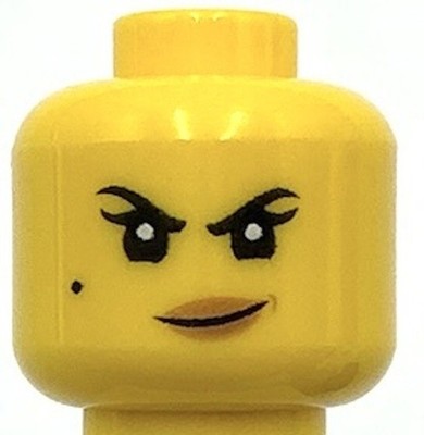 Lego New Yellow Minifigure Head Dual Sided Female Black Eyebrows Beauty Mark