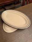 VINTAGE Pair of Sterling China Platters East Liverpool Ohio Desert Tan w/Stripes — photo 9