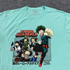 My Hero Academia T-Shirt Mens Size L Aqua Blue Graphic Short Sleeve Anime Tee