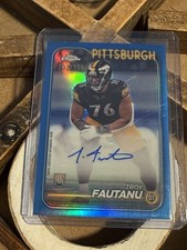 2024 Topps Chrome Troy Fautanu RC Auto Variation Blue /150 #RATFA Pittsburgh