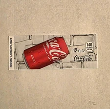 Dixie Narco 501e & Vendo Vending Machine Drink Label Coke 12 oz. Can