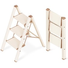 3 Step Ladder, Aluminum Folding Step Stool with Anti-Slip Sturdy and Wide Ped...