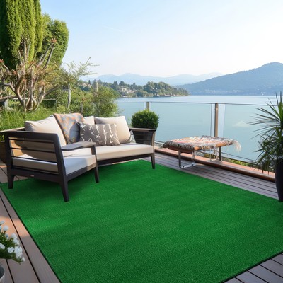 Rugshop Green Outdoor Rug Artificial Turf Solid Grass Outdoor Carpet Porch Rugs