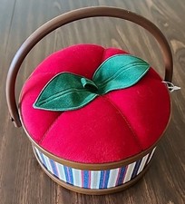 Apple Top Sewing Basket Girls Craft Container Purse EUC