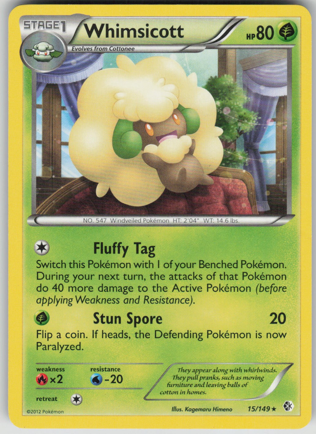 Pokemon TCG Whimsicott Rare Boundaries Crossed 15/149