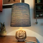 Vintage Retro Tremaen Studio Pottery Small Sculptural Mulfra Table Lamp & Shade