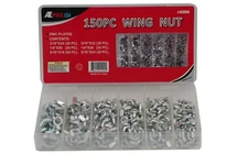 150 Pc Wing Nut Assortment | Standard 3/16"-5/16" | Steel | Corrosion Resistant