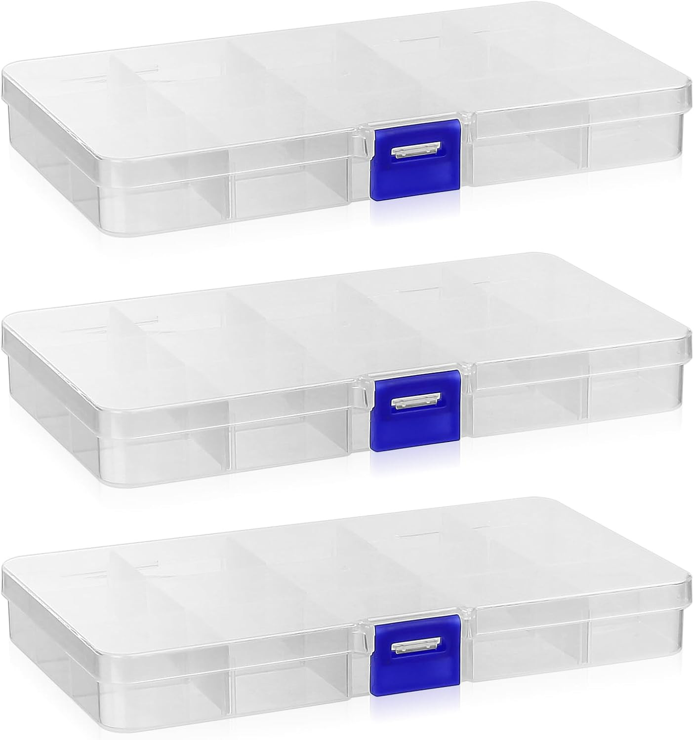 3 Pcs Small Organiser Box, Craft Box, 15 Grids Bead Storage Box with Compartment