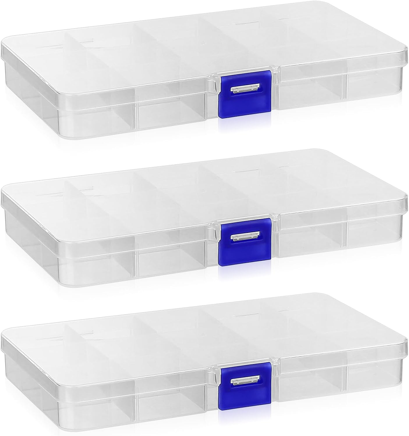 3 Pcs Small Organiser Box, Craft Box, 15 Grids Bead Storage Box with Compartment
