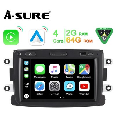 2+64GB Android 15 Autoradio CarPlay GPS Navi für Renault Dacia Duster Sandero 2