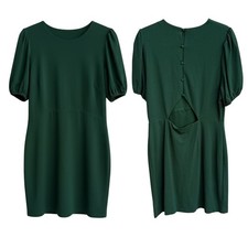 Boden Green Short Puff Sleeve Cutout Back Button Shift Dress D0380 US 12R NEW