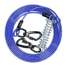 20Ft Heavy Duty Dog Tie Out Cable Outdoor Runner Cable w/ Shock Absorbing Spring