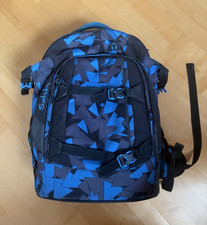 Satch Schulrucksack blau/schwarz mit Muster u...