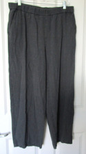 Eileen Fisher Gray Micro Check Wide-Leg Pull On Pants Tencel Lyocell Size L