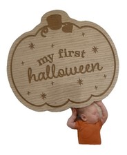 My First Halloween Wooden Photo Card Baby Milestone- New. Pearhead