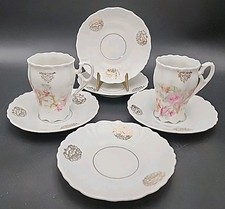 7-vintage Demitasse Cups and Saucers Roses w/ Gold Trm