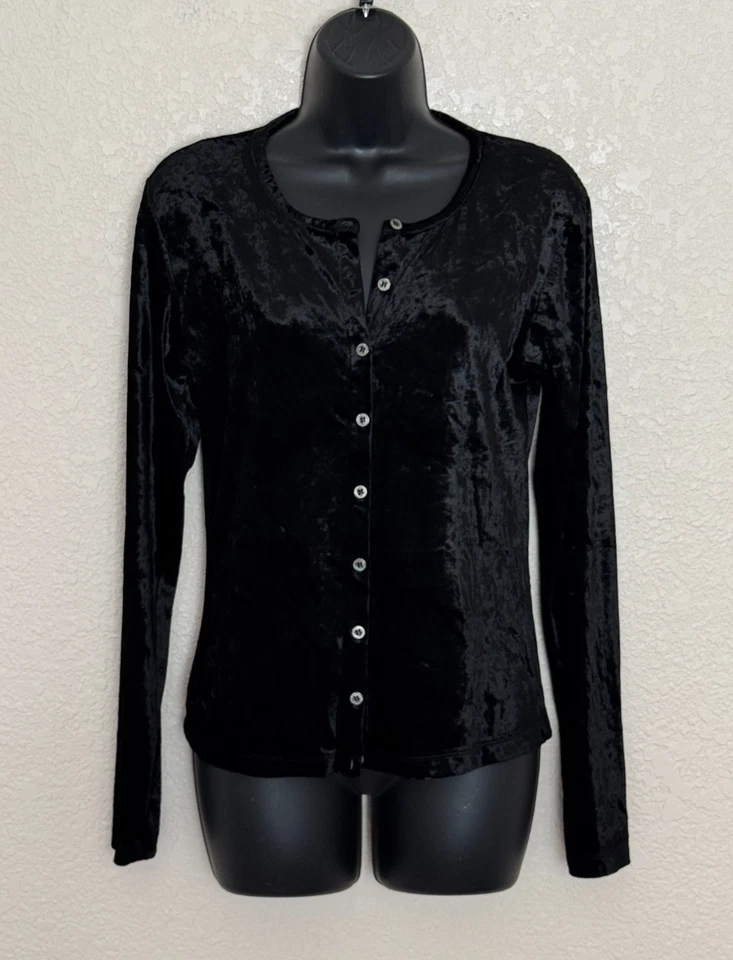 Blusa De Colección Y2K Para Mujer Terciopelo Negra Manga Larga Capricho Hada Grunge Vamp Foto 2 de 4