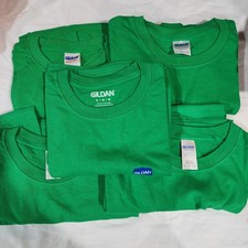 Gildan Men Hvy Cotton Solid Short Sleeves T-Shirt Lot Of 5 Green Lot  11 