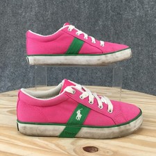 Polo Ralph Lauren Shoes Youth 3 Casual Sneakers Pink Canvas Lace Up Low Top