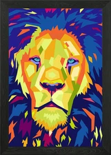 Lion Pop Art Framed Wall Art Poster Canvas Print Picture