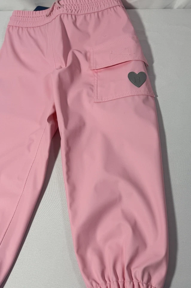 Pantalones de Lluvia Hatley Salpicaduras Impermeables Rosa Reflectante Corazón Niñas Talla 2 NUEVO Foto 4 de 4