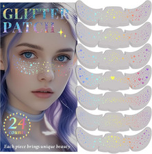 24Pcs Glitter Freckles Makeup Patches-Holographic-Face Glitter Speckles