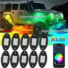 10 Pods Fit Jeep Wrangler Jku Jk Rgb Led Neon Rock Light Underbody Bluetooth App