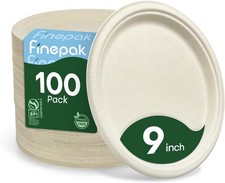 Compostable Paper Plates 9 Inch Heavy Duty Paper Plates 100 Pack, Disposable