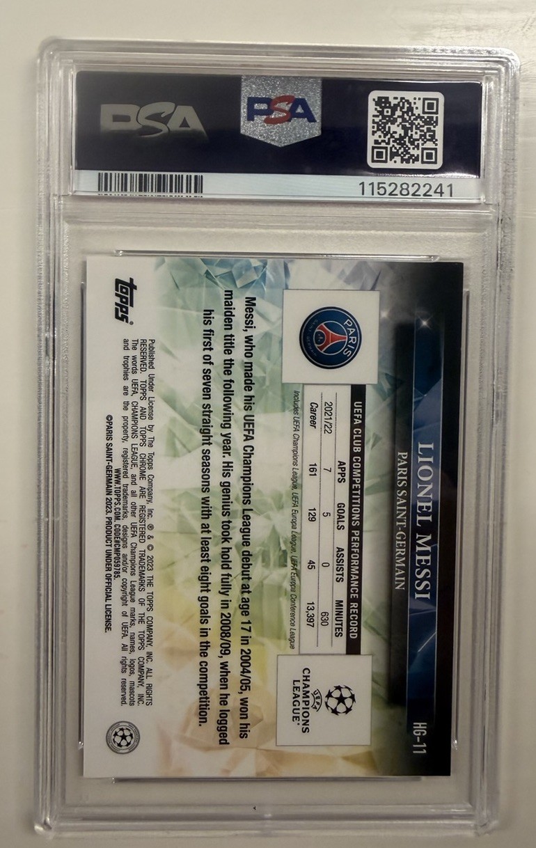 Lionel Messi Hidden Gems SSP PSA 9, 2022 Stadium Club, Only 9 Higher!!!! view 3