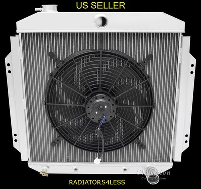 CHAMPION 4 ROW RADIATOR W/ 16'' FAN 57 58 59 60 FORD TRUCK PICKUP F-100 CHEVY ENG
