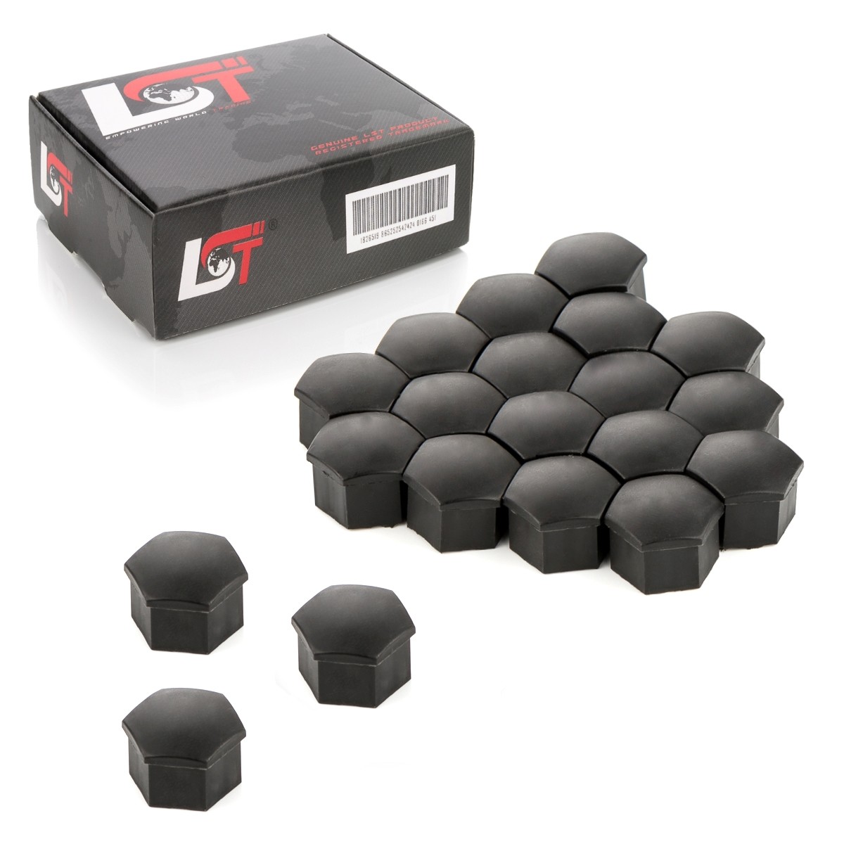 20X Wheel Bolt Cover Caps 17 Mm Black For PORSCHE