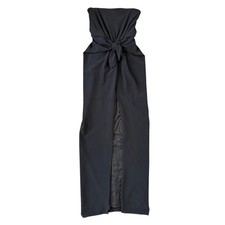 Halston Strapless Knot Front Column Gown Black Size 4 NWT
