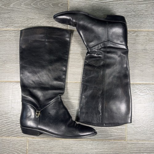 Stivali equitazione Nine West neri pelle accento oro donna taglia 8M
