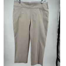 Chico's Tan Khaki Pull On Crop Pants Straight Leg Stretch Womens -Size-1 - 8/10 