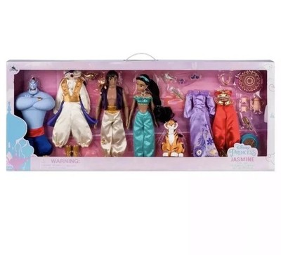 Disney Store Jasmine Classic Doll Gift Set Deluxe Aladdin Genie Rajah Abu Gift