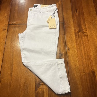 NYDJ Women's Size 10 Marilyn Crop Cuff Jeans Lift Tuck Technology Optic White-B2