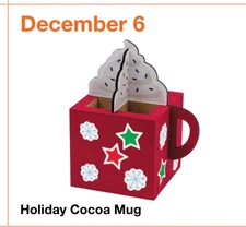 Home Depot kids workshop kit December 2025 Holiday Cocoa Mug with Pin new