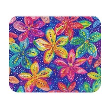 Colorful Tropical Flowers Mouse Pad  Bright Floral Desk Mat