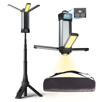 Mlogiroa Rechargeable LED Work Light with Stand - Cordless Work Lights Kit 3 ...
