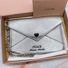 MIU MIU MADRAS SLIM LOVE envelope wallet / wristlet with chain New
