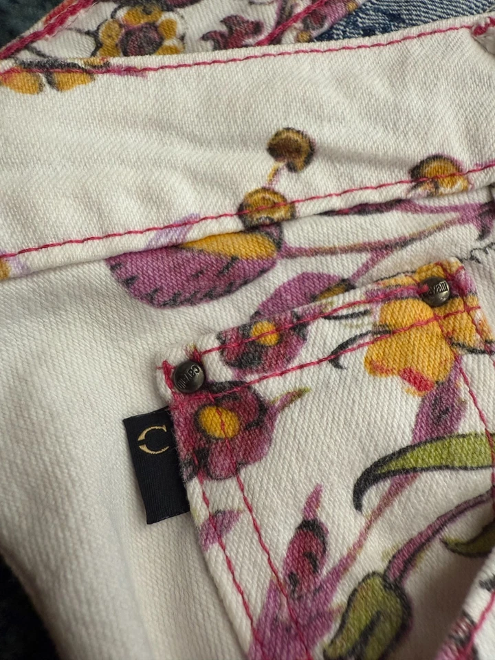 Roberto Cavalli Pantalone Donna Floral Jeans AOP Italia Y2K Vintage Taglia 31 Foto 3 de 4