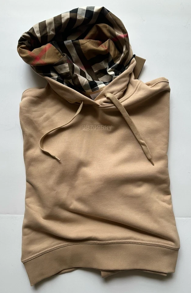 Sudadera a Cuadros con Logo Burberry Talley con Capucha Suave Fawn M 8084392 Nueva con Etiquetas $760 Foto 4 de 4