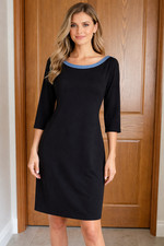 Tommy Hilfiger Womens Sheath Dress XL Black Denim Blue Detail Classic Chic