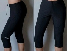 Vtg Nike Women's Dri-Fit Black Drawstring Athletic Gym Yoga Crop Leggings L