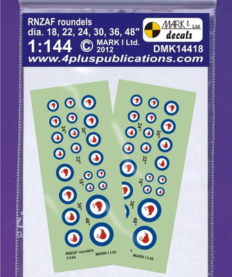 Mark I 1/144 RNZAF New Zealand Air Force Roundels Waterslide Decals DMK14418