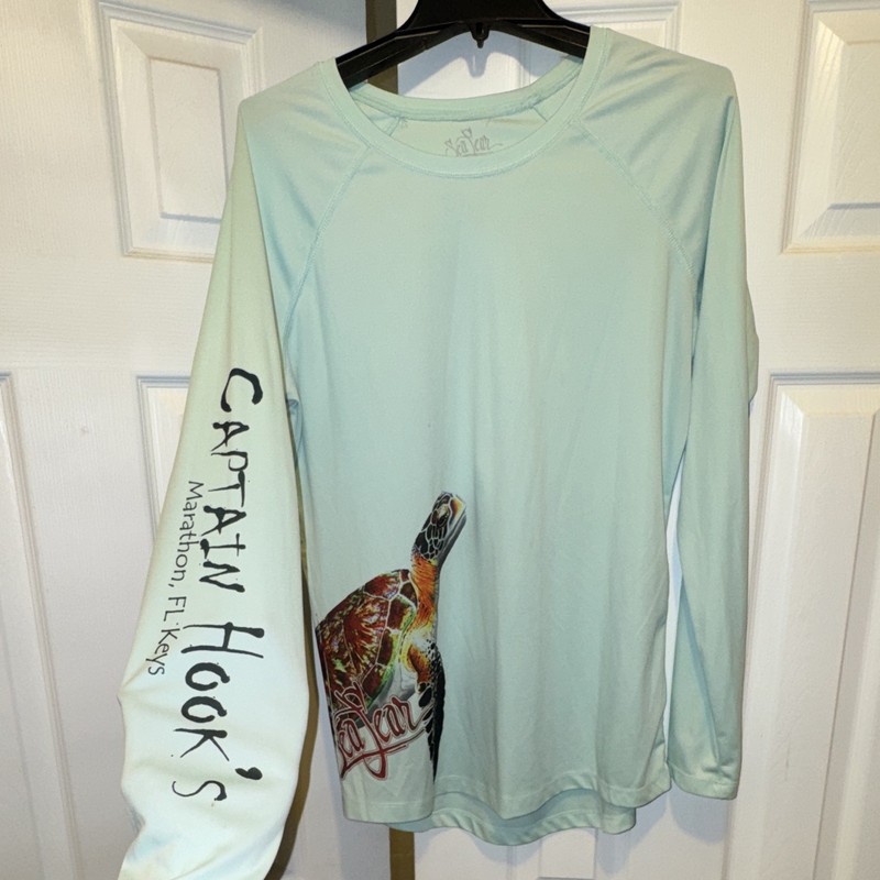 Sea Fear Men's XL Light Blue UV Protection Long Sleeve Fishing Rash Guard Tee